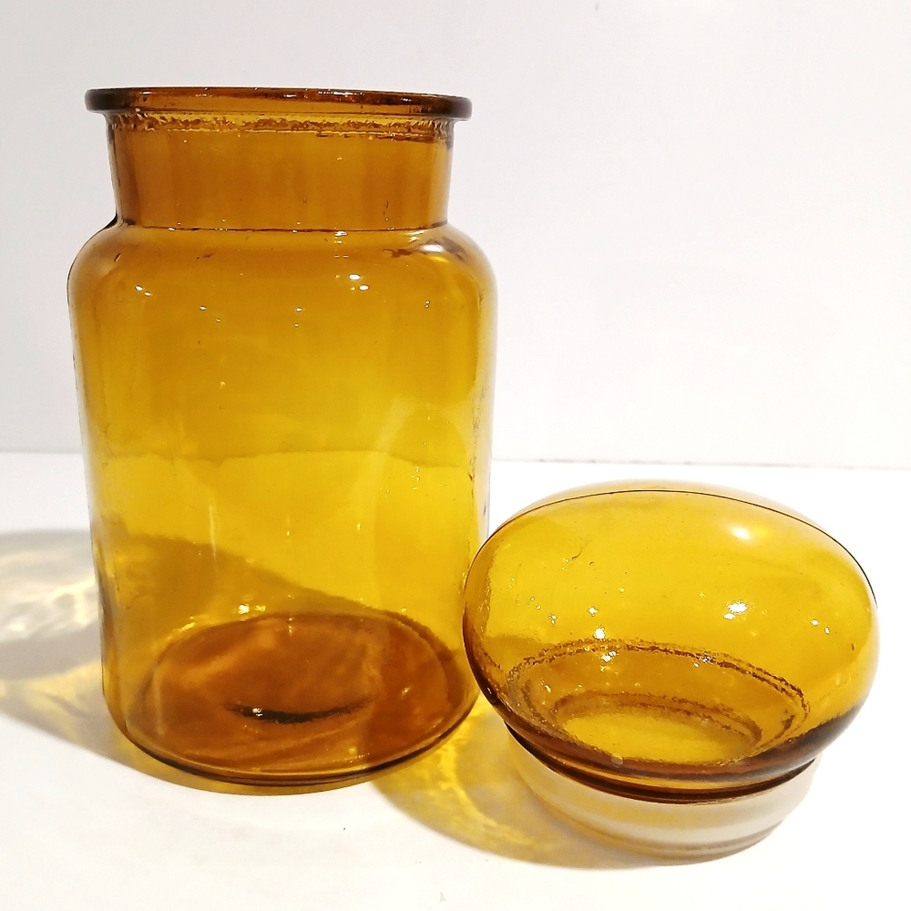 Vintage Amber Glass Apothecary Jar - Picture 3 of 6